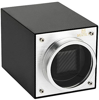 MOZSLY Uhrenbeweger für Automatikuhren Batteriebetriebener AC Adapter 12 Rotationsmodi Aufziehbox mit leisem Motor Klavierlack