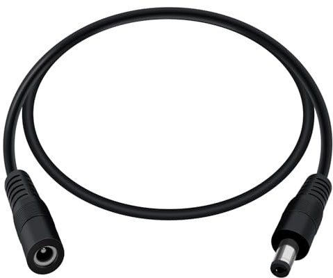 HuaLiSiJi DC Verlängerungskabel 12V 24V 18AWG Männlich zu Weiblich Verlängerungskabel 5.5mm x 2.1mm DC Stecker Buchse für LED Streifen, DVR, CCTV Kamera (Schwarz, 5 m)