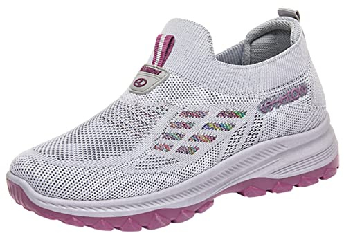 Pasear Casual Sneakers,Zapatos sin Cordones para Caminar Zapatillas Deporte Senderismo Deportivas Fitness Gym Jogging Outdoor Malla Depotivas Mujer Cuatro Estaciones