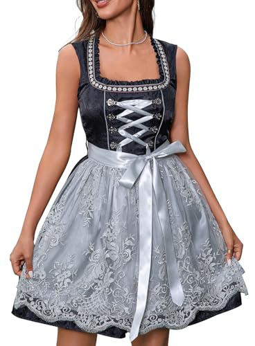 Aibaowedding Damen Dirndl klassisches Trachtenkleid für Oktoberfes | Klassisches Trachtenoutfit ideal für Wiesn Oktoberfest Karneval Volksfeste und traditionellen festlichen Veranstaltungen