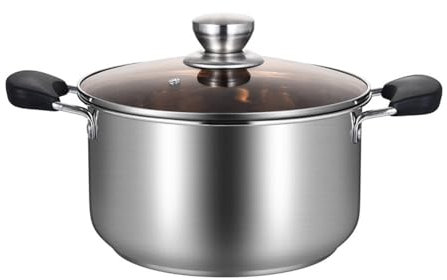 SBCGFY Suppentopf Haushaltsbrei Topf Edelstahl Amphore Topf Suppe Suppentöpfe(Silber 24cm)