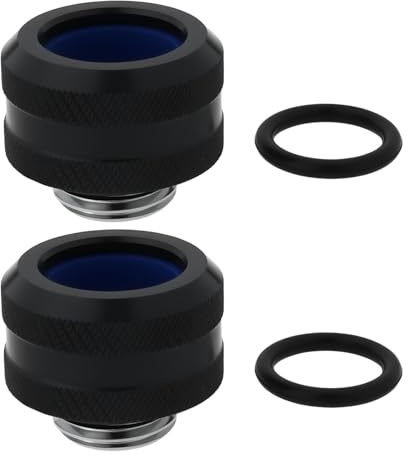 Briny River 2Pcs G1/4 Water Cooling Fittings for 14mm Hard Tubing, Compatible with PC Liquid Cooling Systems, Black