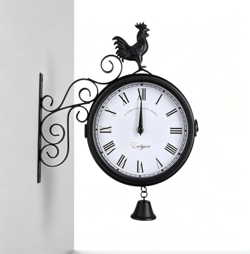 Jerool Grande horloge de jardin vintage, horloge extérieure résistante aux intempéries, grande horloge murale décorative vintage, horloge de jardin, horloge de salle de bain, horloge extérieure