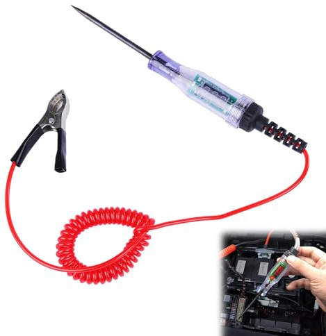 3V-120V Circuit Tester with Digital Display, Car Electrical Tester Flexible Spring Wire, LED Polarity Indicator, Durable ABS Handle, Voltage Tester Screwdriver, for Wiring Diagnostics