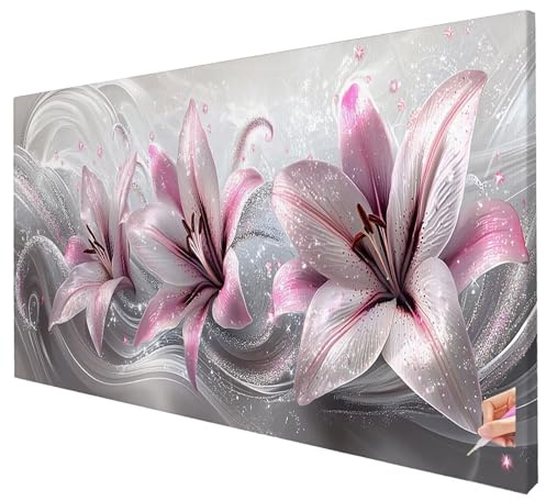 Diamond Painting Erwachsene Groß XXL 150x60cm Diamant Painting Bilder Blumen Bastelset Erwachsene DIY Lilie Diamond Art Set Diamant Malerei Strasssteine Kreuzstich für Weihnachtsdeko Geschenke T-35