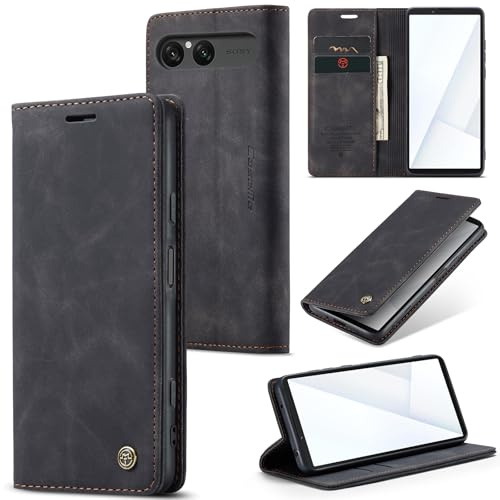 Phernykas Handyhülle für Sony Xperia 10 VII Hülle Leder,Magnetische Klapphülle mit kartenfach und Standfunktion Smartphone Schutzhülle Lederhülle Sony Xperia 10 VII Flip Book Case (Schwarz)