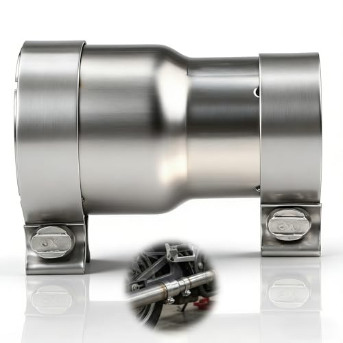 sturiz Exhaust Clamp 304 Stainless Steel 60mm to 65mm Exhaust Sleeve Pipe Connector for 140mm Lap Joint Band Clamp Stainless Steel Reducer Pipe Sleeve Coupler