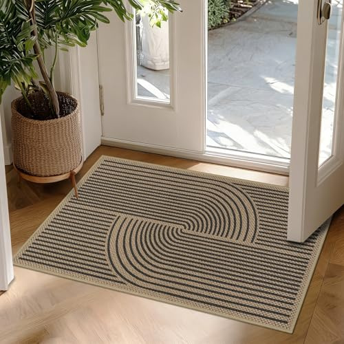 Homcomodar Fussmatte Innen 50 x 80 cm Waschbar Schmutzfangmatte Fußmatte Innen Rutschfes Fussmatten Haustür Sauberlaufmatte Eingangsmatte Türmatte Teppiche für Eingangsbereich Braun