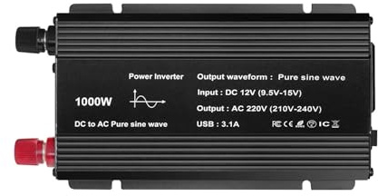 Onduleur Transformateur Onduleur 12V 220V 1000W 1500W Sinusoïdal Pur Prise UE Fréquence 50Hz 60Hz Convertisseur avec LED 31 A Double USB Transformateur Solaire Convertisseur(1000W 12v 60hz Un)