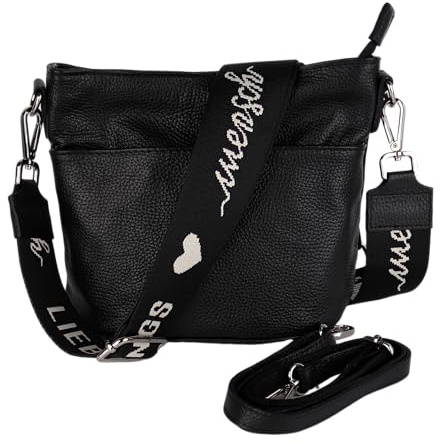 MIRROSI Damen Umhängetasche, Crossbody Bag, Echtleder I Made in Italy (1 Tasche 1 oder 2 Gurt(e)), 24x18x12cm (BXHXT) Mittelgroß