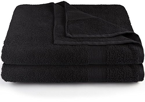 CelinaTex Bari Saunatuch Doppelpack 80 x 200 cm schwarz Baumwolle Frottee Handtuch Badetuch Saunahandtuch