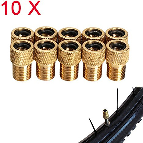 10 Stück Presta Schrader Ventil Adapter Konverter für Mountainbike Rennrad Zubehör Pumpe - Gold