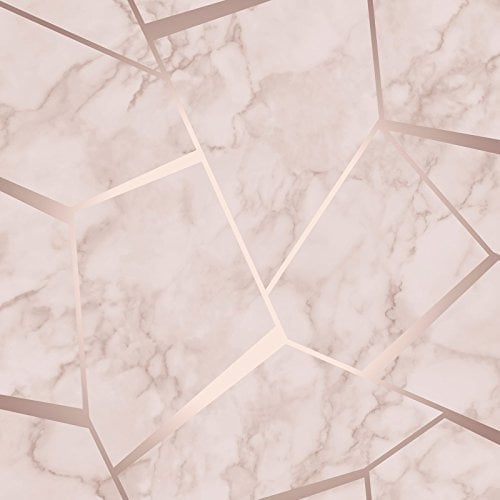 Fine Decor FD42264 Tapete mit geometrischem Muster und Marmor-Effekt, Roségold