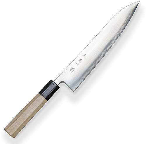 White Octagonal Tosa-Ichi SXL-151410/2JS Hokiyama Gyuto/Kochmesser- Aogami super, Blauer Papier-Stahl - Hoher Kohlenstoff Stahl & 8-eckige Magnolieholz Griff, Klinge 240 mm