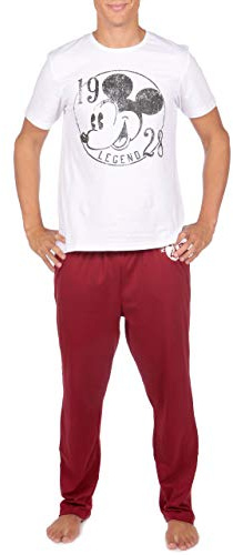 Disney Mens Mickey Mouse Pyjamas White Size X-Large