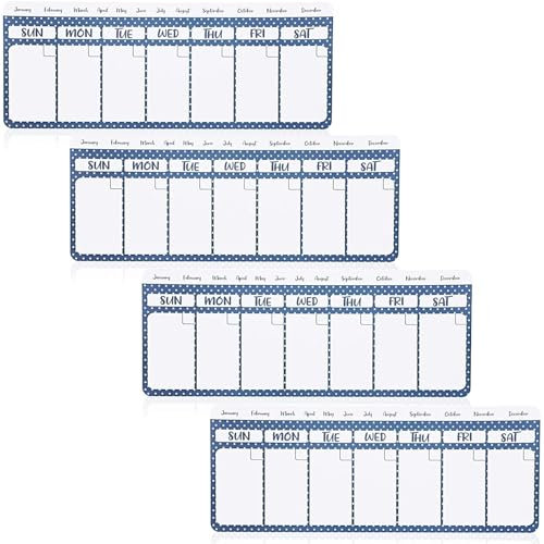 Juvale Calendario magnético para nevera, borrado en seco (11 x 4.2 pulgadas, paquete de 4) – Calendario magnético para refrigerador