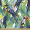ABAKUHAUS Vögel Gewebe als Meterware, Scarlet Ara Papageien, Schön Gewebten Stoff für Polster und Wohnaccessoires, 1M (148x100cm), Blau Grün