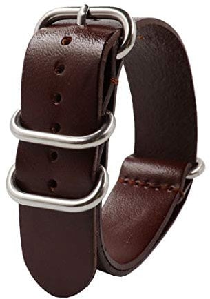 18mm/20mm/22mm/24mm echtes Leder NATO-Uhrenarmband-Öl-Wachs-Leder Retro Pin Buckle Armband Dunkelbraun, 22mm