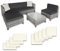 tectake Gartenmöbel Set, Lounge aus Poly Rattan und Aluminium, Balkon Möbel Set mit 10 cm Polsterung und Kissen, ideal für Garten und Balkon, inkl. 2 Sessel, 2 Ecksessel, 1 Tisch, 1 Hocker - hellgrau