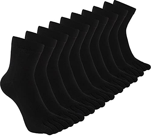CaiDieNu Mens Toe Socks Cotton Athletic Running Five Finger Crew Socks