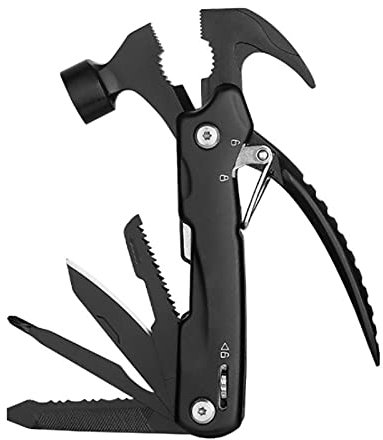 Marteau arrache-clou portable multifonction 12 en 1 en acier inoxydable - Outil multifonction pour le camping, la randonnée
