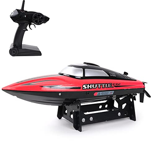 TURBO CHALLENGE 094117 Remote Control Boat Illuminated 25 km Range 100 m - Red - 35 cm - Elastic from 8 Years - 4, 1.5 V - Includes Arrows - 094117 - Red