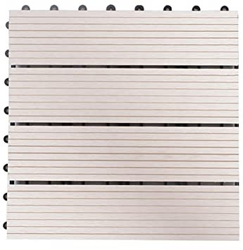 Piastrelle in Legno Piastrella Bianca 30x30cm, Piastrelle Decorative Ad Incastro per Esterni, Pavimentazione Durevole Impermeabile per Tutte Le Condizioni Atmosferiche per Terrazzo, Balcone, Giardino