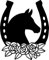 Horse and Horseshoe with Flowers Vinyl Decal Sticker for Car/Window/Wall (Black Gloss)