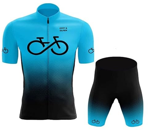 Herren Radtrikot Set Fahrrad Kurzarm Set mit 9D gepolsterten Trägerhosen MTB Rennrad fahrradtrikot Fahrrad Shirts Bib Atmungsaktiv Schnell Trocknend für Radfahren MTB Jogging (Blue C,3XL)