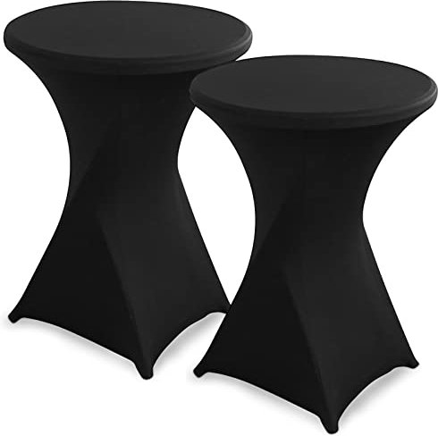 Tischdecke 2 Stück Stretch Stehtischhusse Set Waschbare Stehtischhussen für Bar Geburtstagsfeier Party Hochzeit Bistrotische (Schwarz)
