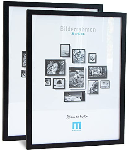 2 Stk. Bilderrahmen 30x40cm in schwarz aus MDF, minimalistisch & modern für Fotos & Bilder. Inkl. Acrylglasschutz. Eignet sich als Tisch-Aufsteller und für die Wand, Hochformat oder Querformat.