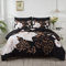 Yogeneg 7-teiliges Bett-in-Beutel-Bettwäsche-Set für King-Size-Bett, Botanisches Blumenmuster, weiße Blumenblätter gedruckt auf schwarzem Wendedesign, weiche Mikrofaser-Bettdecke mit Bettlaken-Set,
