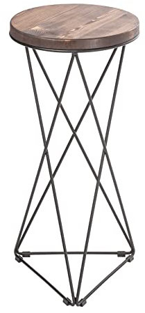 Blumentisch Pflanzenständer H76cm Holz/Metall Natur/Dunkelbraun - Beistelltisch Blumenständer Blumensäule Blumenhocker Ständer für Drinnen & Draußen (Dunkelbraun, 76 cm)