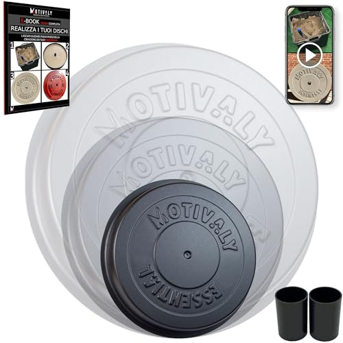Motivaly Stampo Dischi Palestra per Calcestruzzo | Realizza Pesi per Allenamento Fino a 30kg in Cemento [E-Book e Video Tutorial Gratis] - Foro Bilanciere Olimpionico (+51mm) e Standard (+31mm)