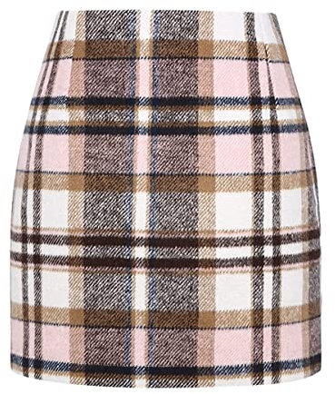 Minetom Femme Plaid Mini Jupe Crayon Moulante Tartan Bodycon Taille Haute Court Business Droite A Rose S
