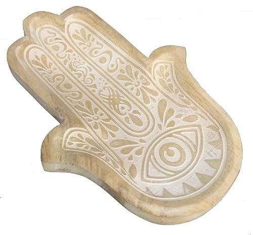 UNIMASA - Bandeja vaciabolsillos de Madera Hamsa Mano Fatima Rustico