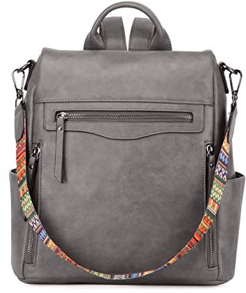 RAVUO Rucksack Damen,Anti Diebstahl Frauen Lederrucksack 2 in 1 Handtasche und Rucksack Elegant Cityrucksack Damen-rucksackhandtaschen Grau