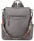 RAVUO Rucksack Damen,Anti Diebstahl Frauen Lederrucksack 2 in 1 Handtasche und Rucksack Elegant Cityrucksack Damen-rucksackhandtaschen Grau