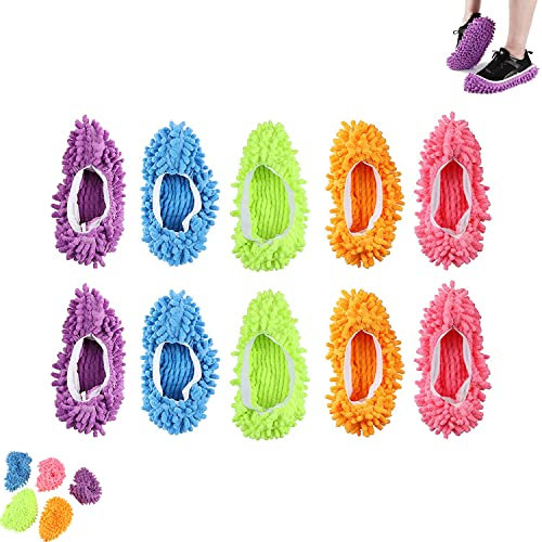 YANJI 10 Piezas Zapatillas de Fregona, Pantuflas de Microfibra, Colorido Zapatillas de Fregona, Hogar Zapatillas de Fregona, para Baño, Oficina, Cocina, Casa Pulido Limpieza