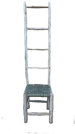 ARTIGIANATO VULCANO Sedia scala marocchina in legno massello grezzo porta asciugamani porta vestiti- Dimensioni cm43*43*h180 circa