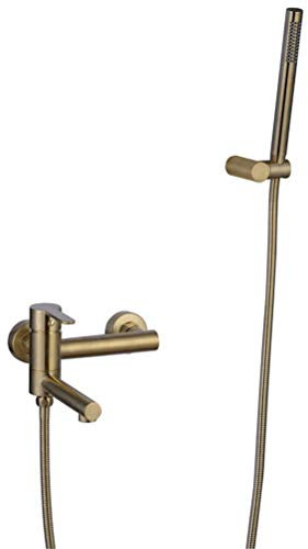 Bathtub Shower Faucet Set Matt Black/Brushed Gold Hand Shower Sprinkler Holder Bathtub Waterfall Nozzle Integrated Double Hole Single Handle Brass Bathroom Faucet with Shower Kit,G Decoration