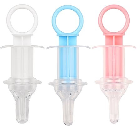JNAWA Lot de 3 seringues d'alimentation buccale en silicone avec entrée de liquide sur les deux côtés, anti-étouffement, seringue pour nourrisson