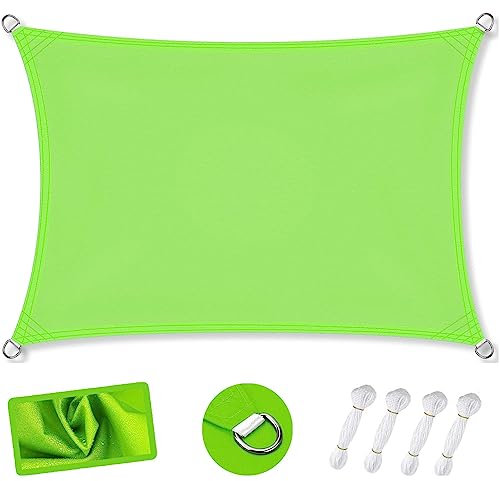 Sonnensegel Quadrat Sonnensegel 3 x 5.5 m Wasserdicht PES Polyester Pflanze Sonnenschutz Sonnenschutznetz mit Ösen für Garten Terrasse Camping, Zart Grün