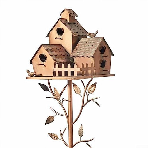 Metal Bird House Stake,Abstract And Traditional Style Birdhouse Garden Stakes,Bracket Resting Place For Birds 8 * 20cm(farmhouse)