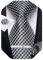 DiBanGu Herren-Krawatte, Seide, kariert, gestreift, Krawatte und Einstecktuch, Manschettenknöpfe, Set mit Geschenk-Box, formelle Hochzeit, Party, Schwarz-Weiß-kariert, Einheitsgröße