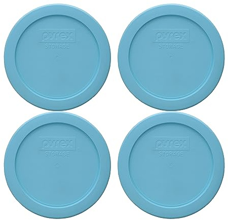 Pyrex 7200-PC 2-Cup Splash Blue Replacement Food Storage Lid - 4-pack Made in the USA