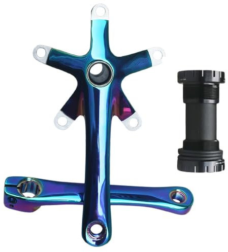 LSRRYD Fahrrad Kurbelgarnitur 152mm 165mm 170mm Hohl Integriert Galvanotechnik Kurbelarm Klapprad Rennrad 130BCD Aluminium MTB Kurbel Mit Tretlager 68/73mm (Color : Multi-Colored, Size : 152mm)