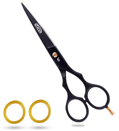 Nixcer Jaguar-Friseurschere für Saloon und Zuhause, Karbonstahl, spitzer Spitze für präzises Schneiden, Schwarz, 15,2 cm