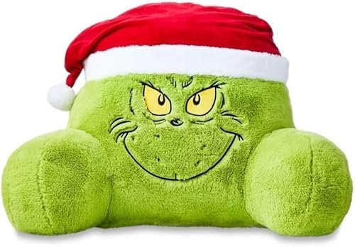 Grinch Lesekissen für Bett, 40 cm, Weihnachts-Kuschelkissen, Geschenk für Erwachsene und Kinder, Grinch Lendenwirbelstützkissen, Kopfteil, Rückenlehne, Kissen mit Armen, Rückenstützkissen für Zuhause,