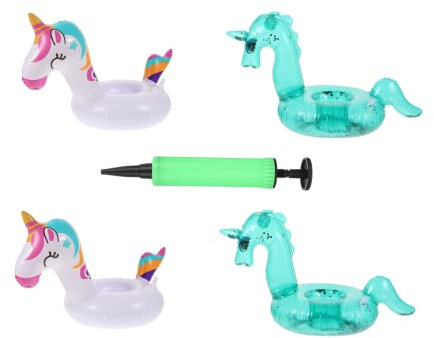 Toyvian 4 Piezas portavasos Inflable Suministros para Fiesta de cumpleaños de Unicornio Juguetes creativos para la Piscina Platos flotantes portavasos únicos Bebidas Tazas y Reutilizable
